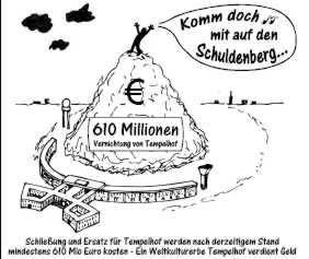 voraussichtlich mind. 610 Mio Euro Schaden durch die Schlieung Tempelhofs